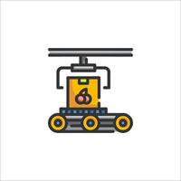 A yellow and black machine with a forklift on it vector