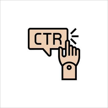 mano participación arriba un ctr botón con un habla burbuja vector