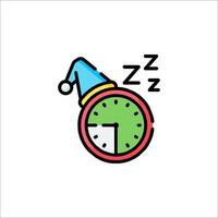 A clock with a hat on it and a sleeping person vector