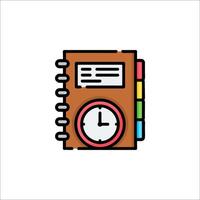 A notebook with a clock icon on it vector