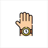 A hand with a watch on it, with a white background vector