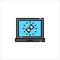 A laptop with a pair of glasses on it vector