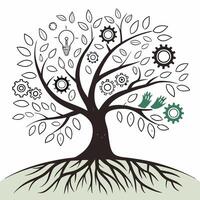A beautiful tree illustration with roots and branches themed designs. vector