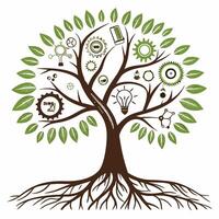 A beautiful tree illustration with roots and branches for nature-themed vector