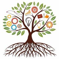 A beautiful tree illustration with roots and branches nature themed designs. vector