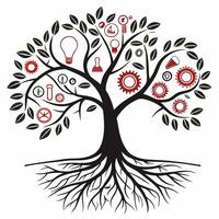 A beautiful tree illustration with roots and branches vector