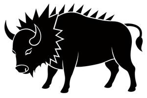 Simple bison silhouette icon for minimalist design projects. vector