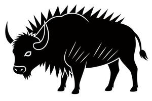 Simple bison silhouette icon for wildlife design projects. vector