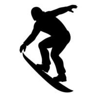 Black silhouette of a man with a surfboard, for beach and surfing themes. vector