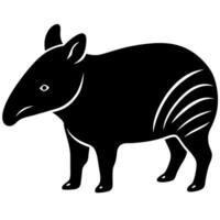 Simple tapir illustration logo and wildlife artwork. vector