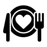 Happy Valentines Dinner icon in black color vector