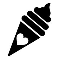 Happy Valentines Ice Cream icon in black color vector