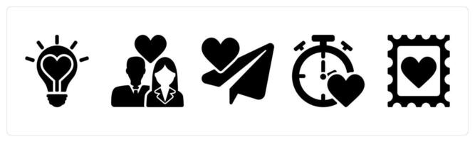Valentine icons in black color as love idea, couple vector