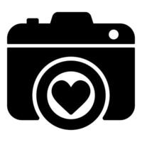 Valentines Camera icon in black color vector