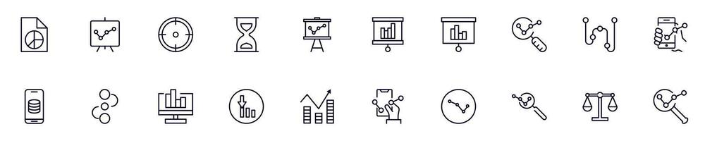 Simple outline signs of business and analytics. Line icons suitable for web sites, apps, infographics vector