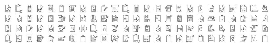Various Documents and Clipboards Related Line Icons for Web Sites, Books, Cards, Apps. Editable Stroke. Suitable for Web Sites, Books, Cards, Apps vector
