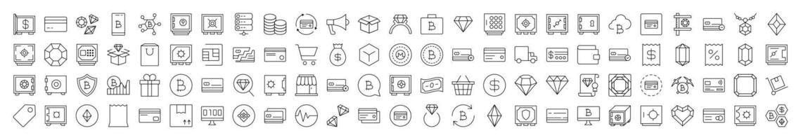 Banking and Money Thin Line Icon Set. Editable Stroke. Suitable for Banners, Cards, Social Networks, Apps vector