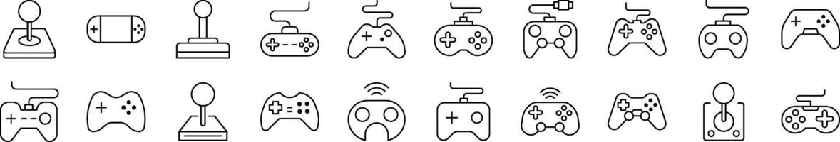 Joystick Outline Web Line Icons Collection. Editable Stroke. Minimalistic Linear Pictogram for Design of Cards, Apps, Banners, Posts vector