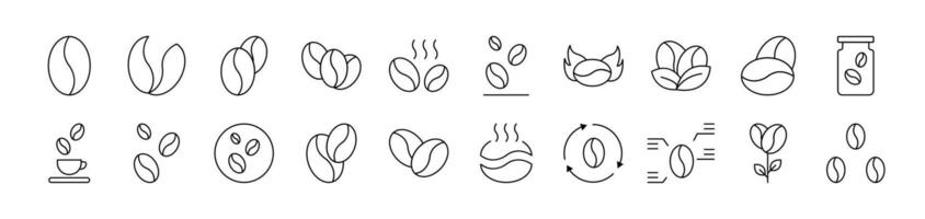 Coffee Grain Line Icon Set. Editable Stroke. Minimalistic Linear Pictogram for Design of Cards, Apps, Banners, Posts vector
