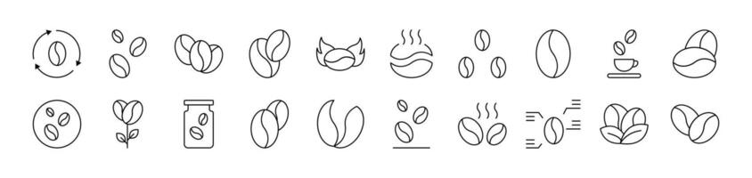 Set of Line Icons of Coffee Grain. Editable Stroke. Minimalistic Linear Pictogram for Design of Cards, Apps, Banners, Posts vector