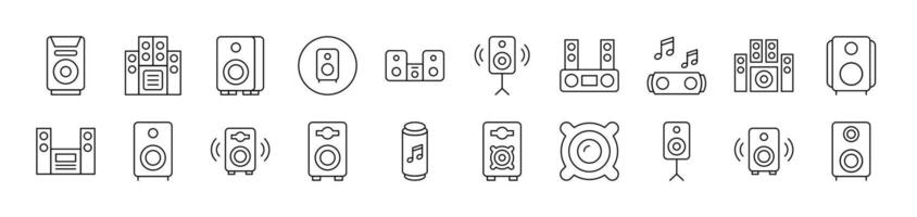 Music Center Line Icon Set. Editable Stroke. Minimalistic Linear Pictogram for Design of Cards, Apps, Banners, Posts vector