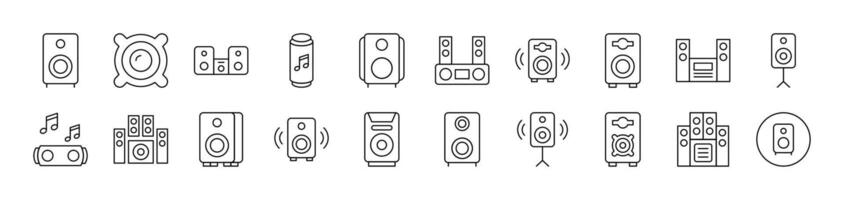 Set of Line Icons of Music Center. Editable Stroke. Minimalistic Linear Pictogram for Design of Cards, Apps, Banners, Posts vector