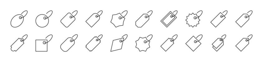 Collection of Line Icons of Label. Editable Stroke. Minimalistic Linear Pictogram for Design of Cards, Apps, Banners, Posts vector