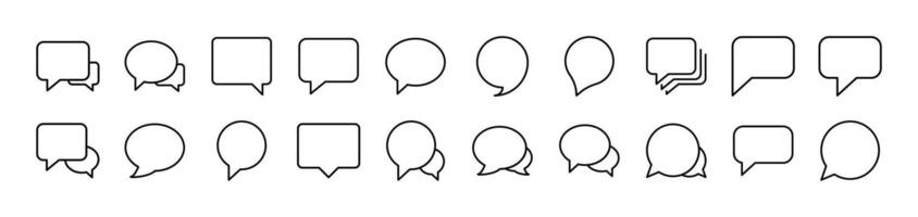 Set of Line Icons of Speech Bubble. Editable Stroke. Minimalistic Linear Pictogram for Design of Cards, Apps, Banners, Posts vector