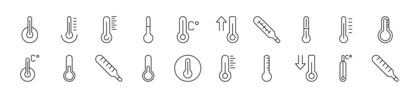 Thermometer Collection of Thin Icons. Editable Stroke. Suitable for Web Sites, Books, Cards, Apps vector