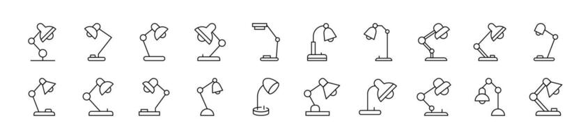 Table Lamp Simple Isolated Line Icons Collection. Editable Stroke. Suitable for Web Sites, Books, Cards, Apps vector