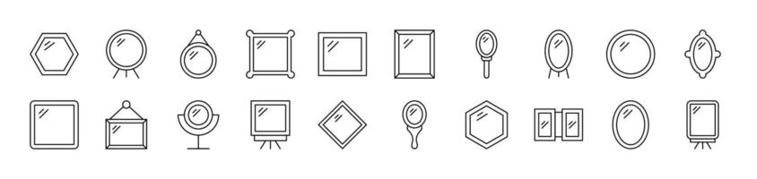 Mirror Collection of Thin Icons. Editable Stroke. Suitable for Web Sites, Books, Cards, Apps vector