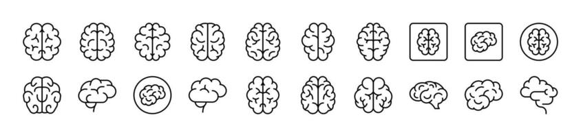 Brain Simple Isolated Line Icons Collection. Editable Stroke. Suitable for Web Sites, Books, Cards, Apps vector