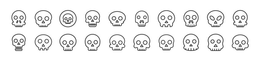 Skull Pack of Thin Icons. Editable Stroke. Suitable for Web Sites, Books, Cards, Apps vector