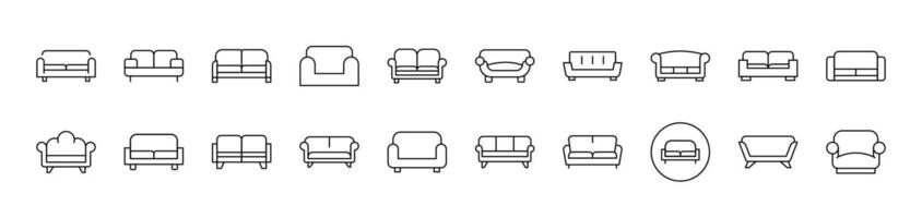 Thin Icons of Couch. Editable Stroke. Suitable for Web Sites, Books, Cards, Apps vector