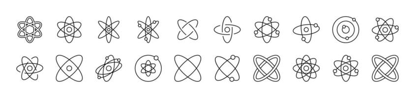 Isolated Atom, Orbit Thin Icons Collection. Editable Stroke. Suitable for Web Sites, Books, Cards, Apps vector