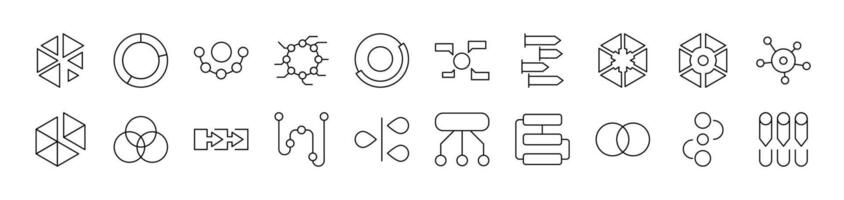 Hierarchy Bundle of Thin Icons. Editable Stroke. Suitable for Web Sites, Books, Cards, Apps vector