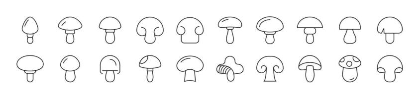 Mushroom Set of Thin Icons. Editable Stroke. Suitable for Web Sites, Books, Cards, Apps vector