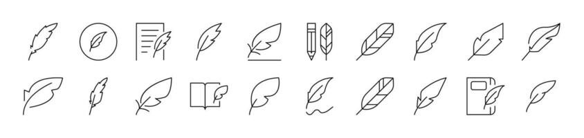 Feather Pack of Thin Icons. Editable Stroke. Suitable for Web Sites, Books, Cards, Apps vector