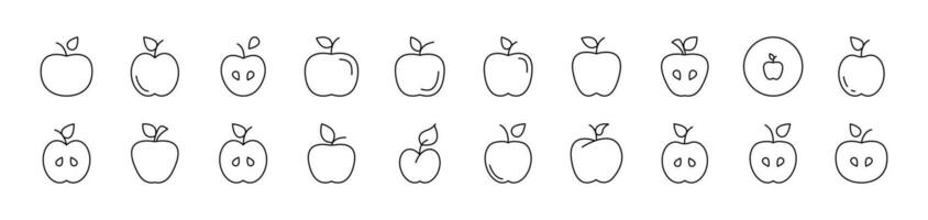 Apple Simple Isolated Line Icons Collection. Editable Stroke. Suitable for Web Sites, Books, Cards, Apps vector