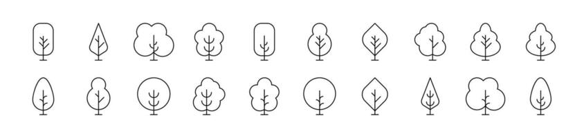 Tree and Forest Related Icon Set. Editable Stroke. Suitable for Web Sites, Books, Cards, Apps vector
