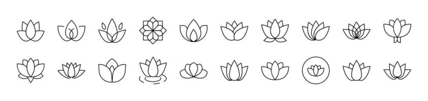 Flower Collection of Thin Icons. Editable Stroke. Suitable for Web Sites, Books, Cards, Apps vector