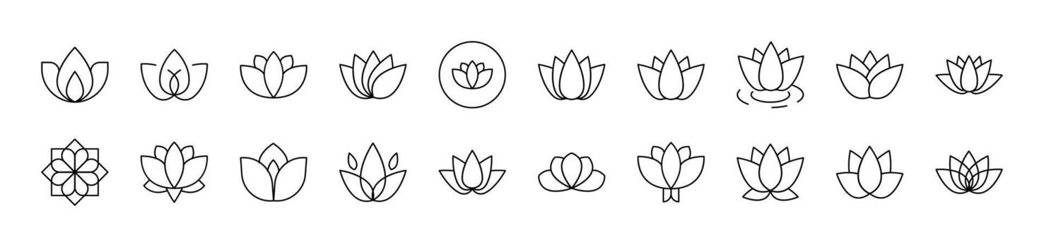 Flower Icon Set for UI, Placards, Books, Apps. Editable Stroke. Suitable for Web Sites, Books, Cards, Apps vector
