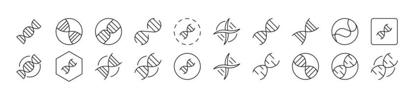 DNA Set of Thin Icons. Editable Stroke. Suitable for Web Sites, Books, Cards, Apps vector