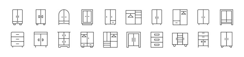Closet and Wardrobe Related Icon Set. Editable Stroke. Suitable for Web Sites, Books, Cards, Apps vector