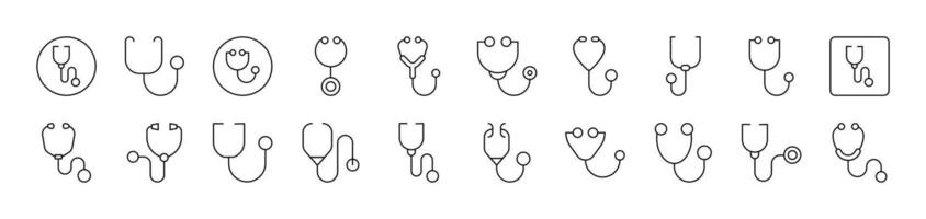 Stethoscope Related Line Icons for Web Sites, Books, Cards, Apps. Editable Stroke. Suitable for Web Sites, Books, Cards, Apps vector
