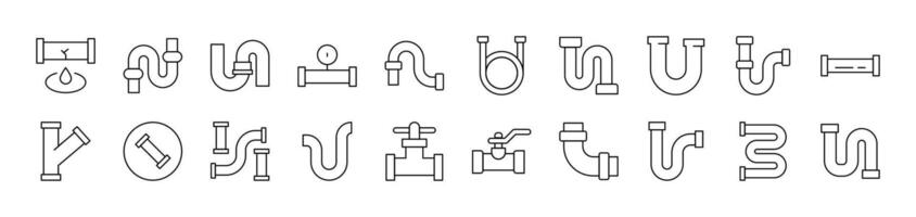 Pipe Thin Icons Collection. Editable Stroke. Suitable for Web Sites, Books, Cards, Apps vector