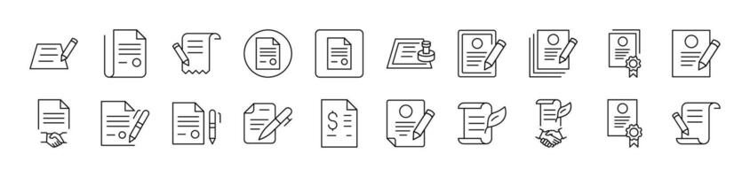 Documents with Quill, Pen, Stamp Outline Image Collection. Editable Stroke. Perfect for Infographics, Articles, Books, Flyers, Banners vector