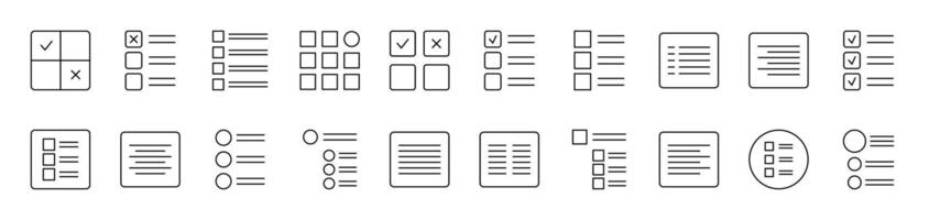 Menu and List in Interface Line Icon Collection. Editable Stroke. Perfect for Infographics, Articles, Books, Flyers, Banners vector