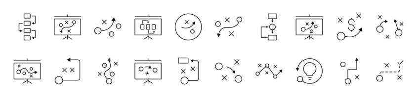 Scheme, Algorithm and Infographics Outline Icon Collection. Editable Stroke. Perfect for Infographics, Articles, Books, Flyers, Banners vector