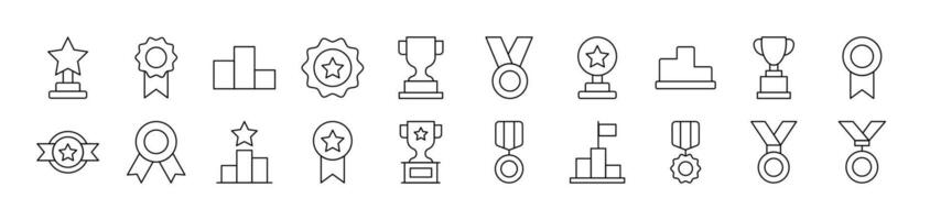 Award for Competition Related Image Collection. Editable Stroke. Perfect for Infographics, Articles, Books, Flyers, Banners vector